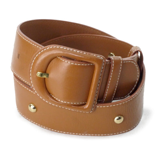 OLD Dior Dバックル スタッズレザーベルト（茶）