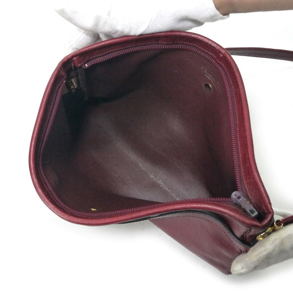 OLD Dior レザー 型押しロゴショルダー（ボルドー）