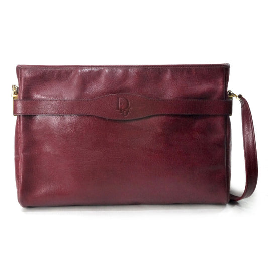 OLD Dior レザー 型押しロゴショルダー（ボルドー）