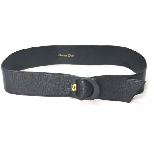 Old Dior　Dバックル レザーベルト（黒）