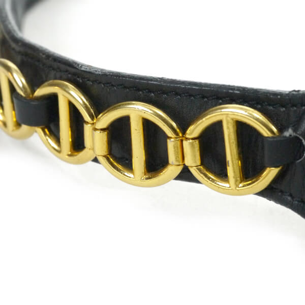 Old Dior　レザーチェーン ウエストベルト（黒）