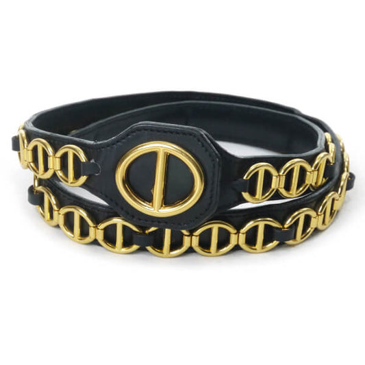 Old Dior　レザーチェーン ウエストベルト（黒）