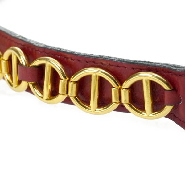 Old Dior　レザーチェーン ウエストベルト（赤）