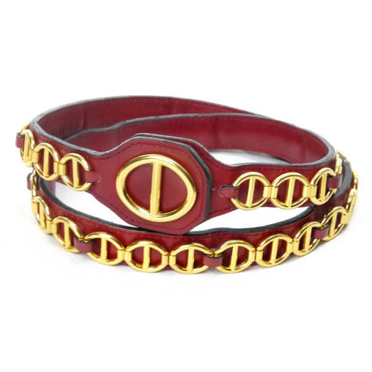 Old Dior　レザーチェーン ウエストベルト（赤）