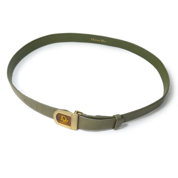 Old Dior　クリアロゴバックル レザーベルト（オリーブ）
