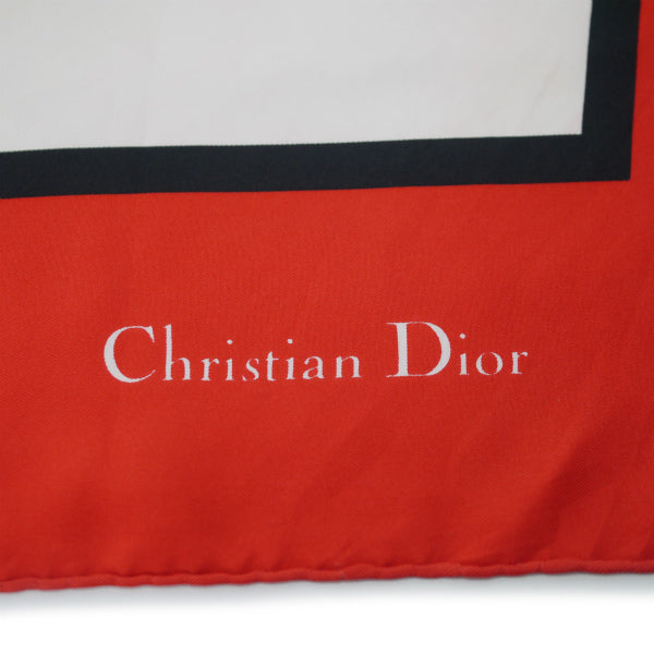 Christian Dior ルネグリュオ デザインスカーフ Toile de Jouy Sauvage 90 Square Scarf Ivory and Pink Silk Twill | DIOR