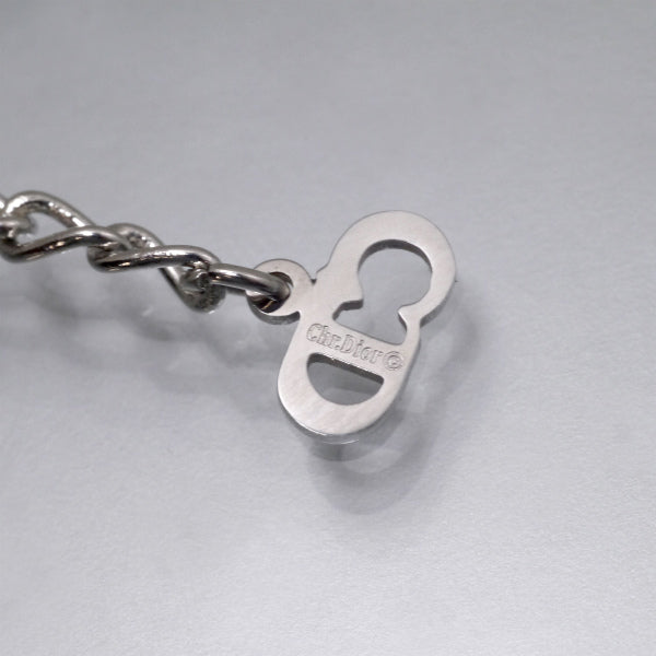 C.Dior ラインストーンロゴモチーフネックレス（シルバー）