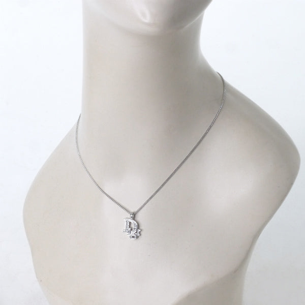 C.Dior ラインストーンロゴモチーフネックレス（シルバー）