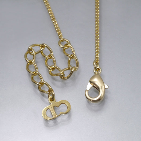 C.Dior ラインストーンロゴモチーフネックレス（ゴールド）