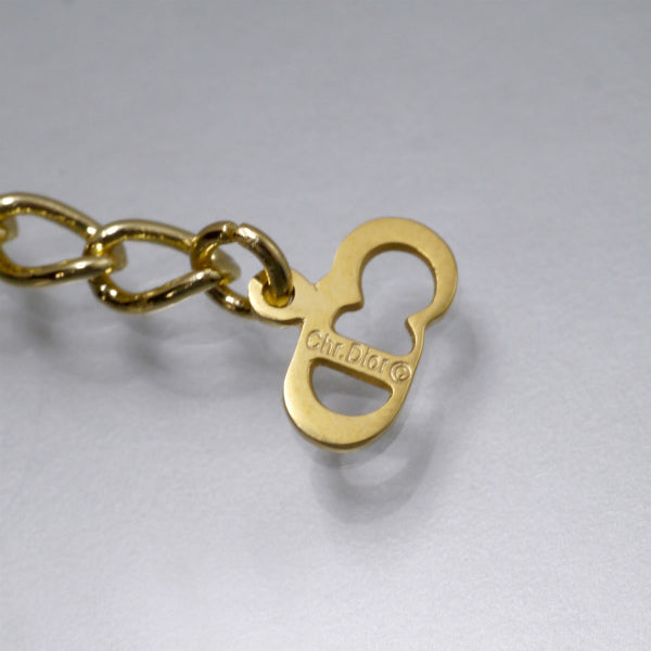 C.Dior ラインストーンロゴモチーフネックレス（ゴールド）