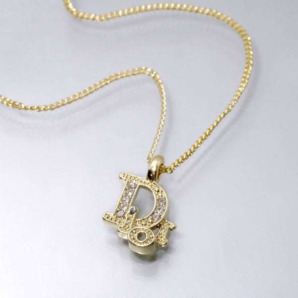 C.Dior ラインストーンロゴモチーフネックレス（ゴールド）