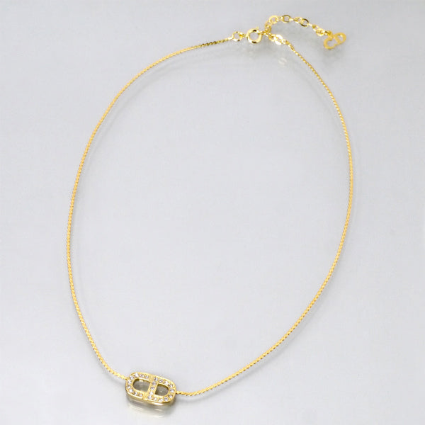 C.Dior ラインストーンCDロゴネックレス（ゴールド）