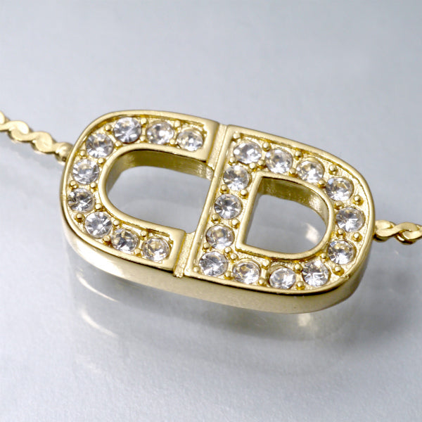 C.Dior ラインストーンCDロゴネックレス（ゴールド）