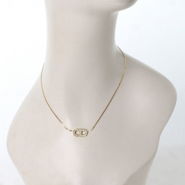 C.Dior ラインストーンCDロゴネックレス（ゴールド）