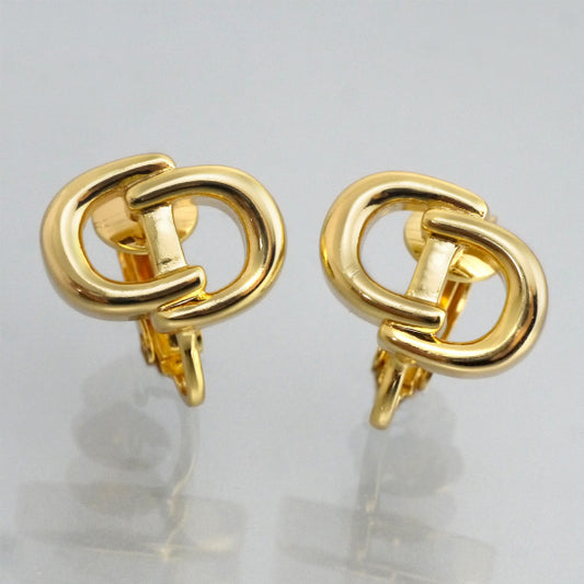 C.Dior　ロゴプレートイヤリング（ゴールド）