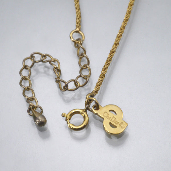 OLD Dior　ラインストーンモチーフネックレス（ゴールド）