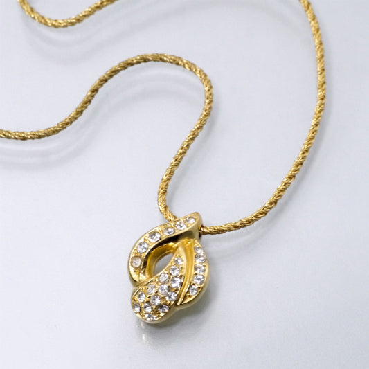 OLD Dior　ラインストーンモチーフネックレス（ゴールド）