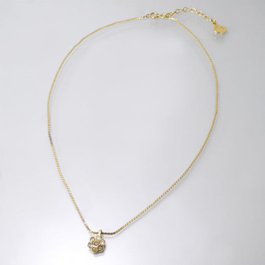 OLD Dior　フラワーモチーフストーンネックレス（ゴールド）