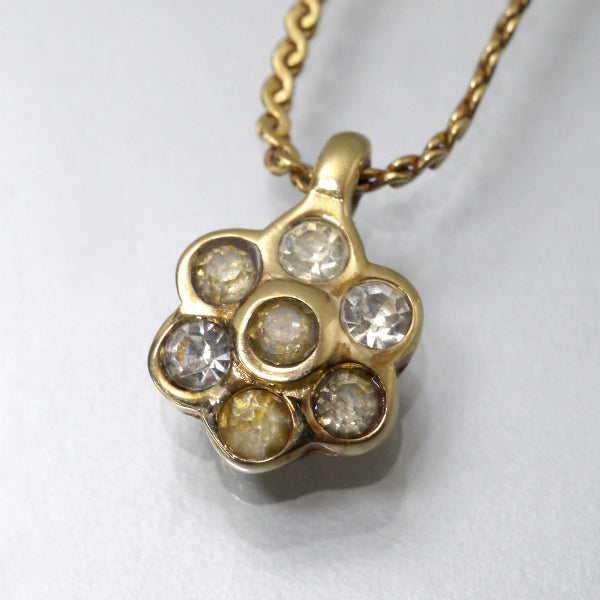 OLD Dior　フラワーモチーフストーンネックレス（ゴールド）