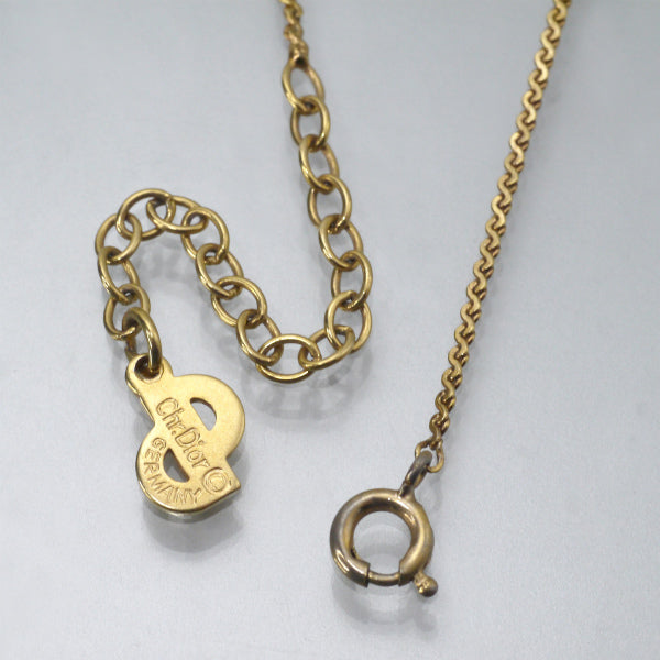 OLD Dior　フラワーモチーフストーンネックレス（ゴールド）