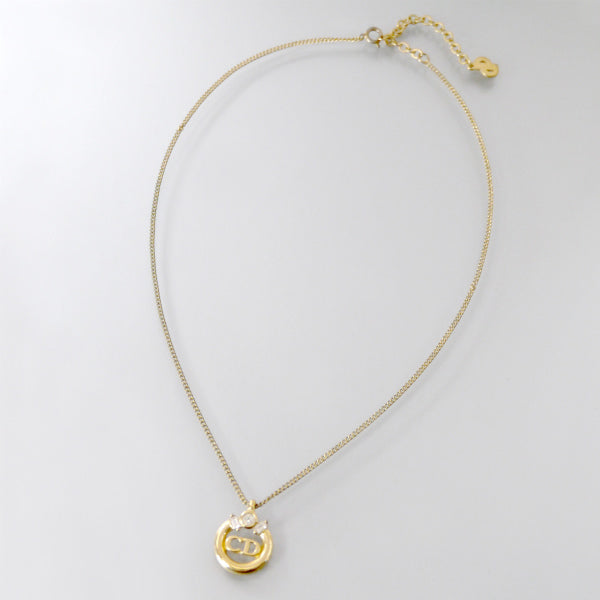 C.Dior ラウンドCDロゴ ネックレス（ゴールド/クリスタル）