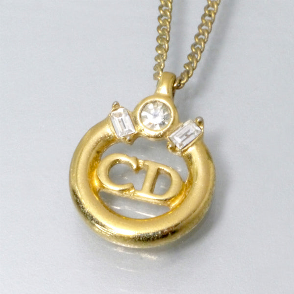 C.Dior ラウンドCDロゴ ネックレス（ゴールド/クリスタル）