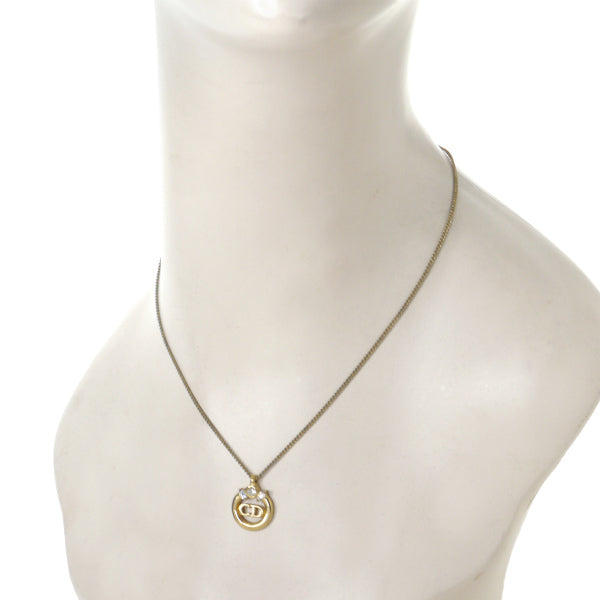 C.Dior ラウンドCDロゴ ネックレス（ゴールド/クリスタル）