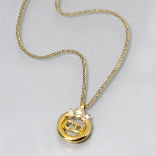 C.Dior ラウンドCDロゴ ネックレス（ゴールド/クリスタル）