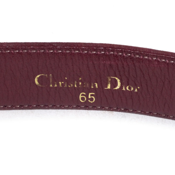 C.Dior ラインストーンロゴバックル スエードベルト（ボルドー