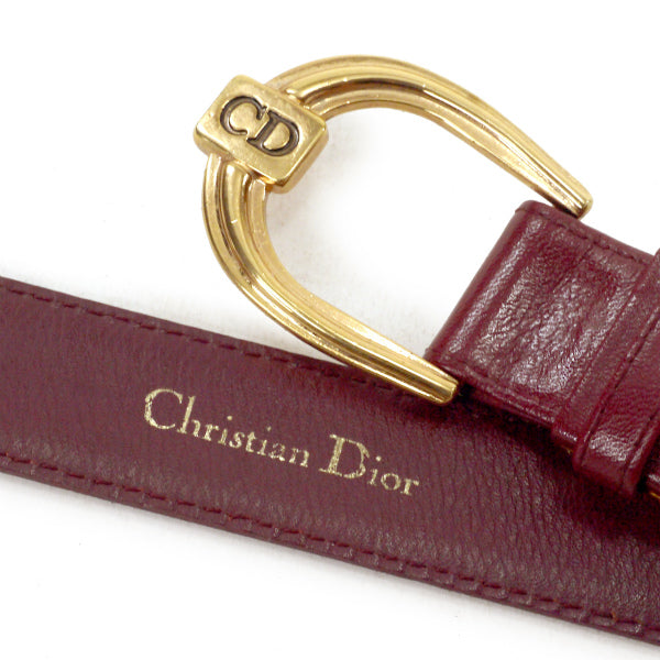 C.Dior　ラインストーンロゴバックル スエードベルト（ボルドー）