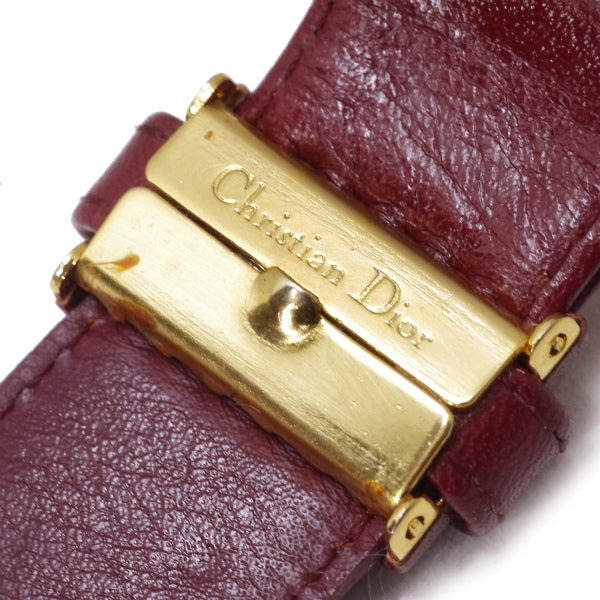 C.Dior　ラインストーンロゴバックル スエードベルト（ボルドー）