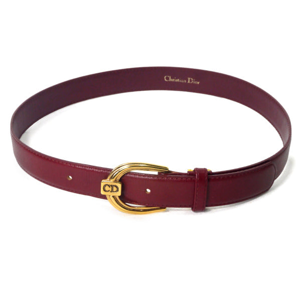 C.Dior　ラインストーンロゴバックル スエードベルト（ボルドー）
