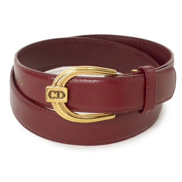 C.Dior　ラインストーンロゴバックル スエードベルト（ボルドー）