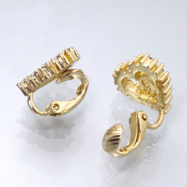 C.Dior ラインストーンハートロゴイヤリング （ゴールド）