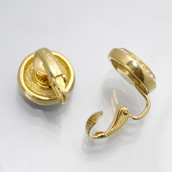 C.Dior　ラウンド型ロゴイヤリング（ジルコニア×ブラック）