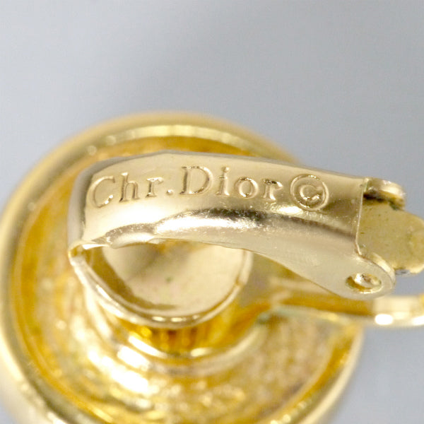 C.Dior　ラウンド型ロゴイヤリング（ジルコニア×ブラック）