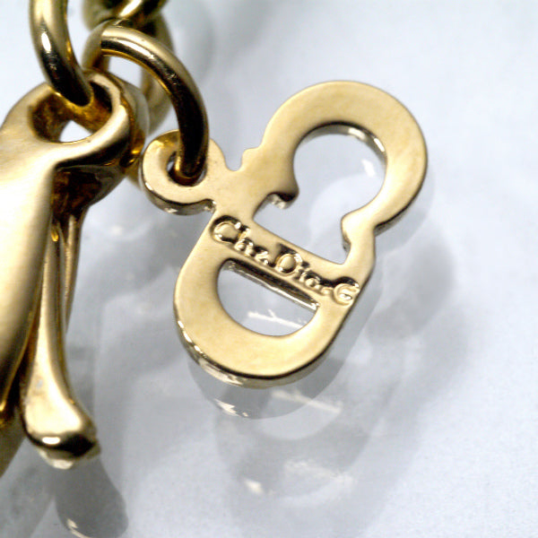 C.Dior ラインストーンロゴチャームネックレス（ゴールド）