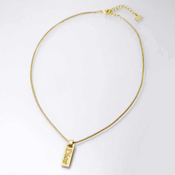 C.Dior ロゴプレートスネークチェーンネックレス（ゴールド）