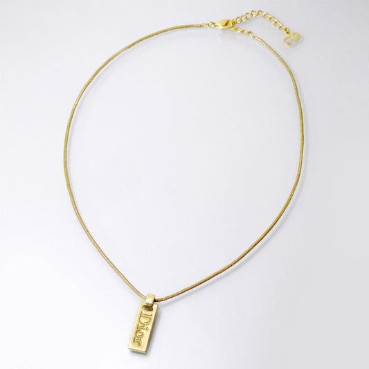 C.Dior ロゴプレートスネークチェーンネックレス（ゴールド）