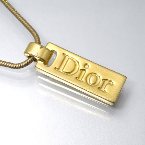 C.Dior ロゴプレートスネークチェーンネックレス（ゴールド）