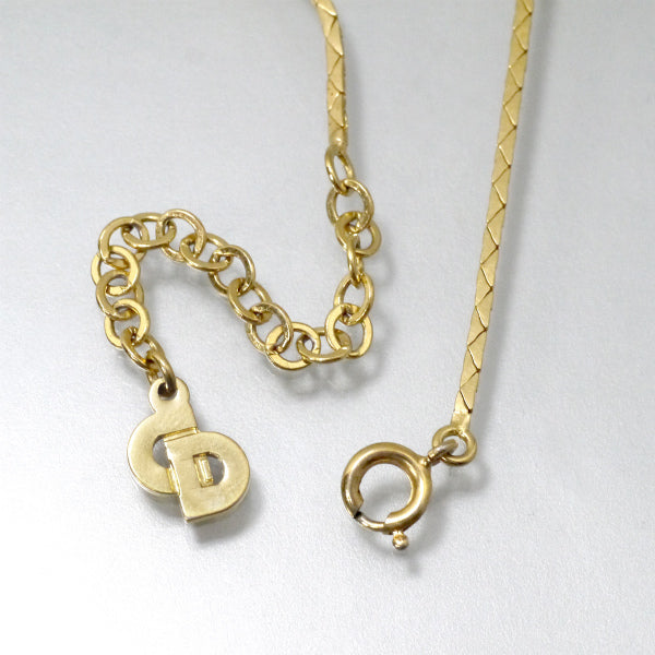 C.Dior 一粒ストーン×ブラックロゴプレートネックレス（ゴールド）