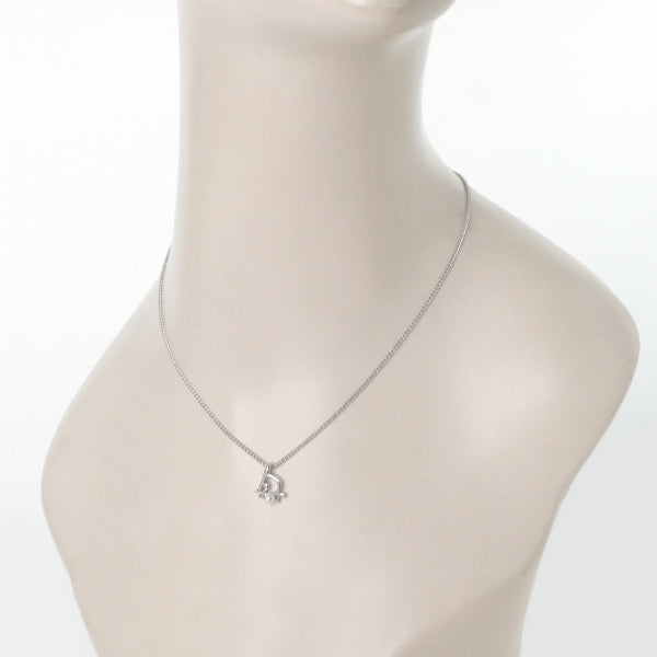 C.Dior 一粒パール×ロゴプレートネックレス（シルバー）