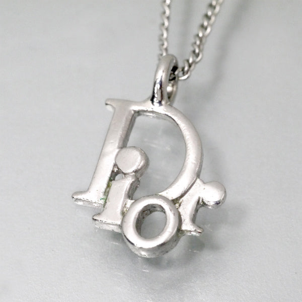 C.Dior ラインストーンロゴモチーフネックレス（シルバー）