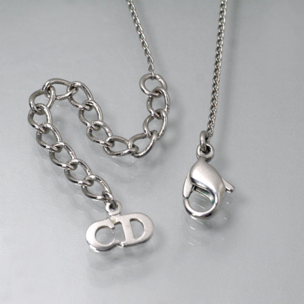 C.Dior ラインストーンロゴモチーフネックレス（シルバー）