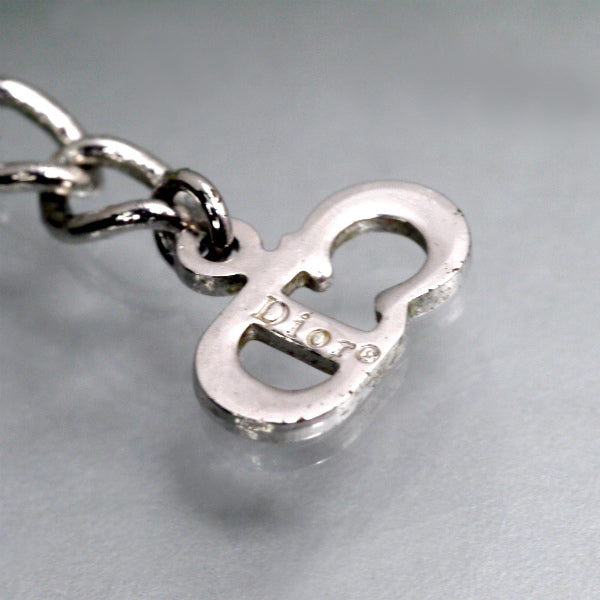 C.Dior ラインストーンロゴモチーフネックレス（シルバー）