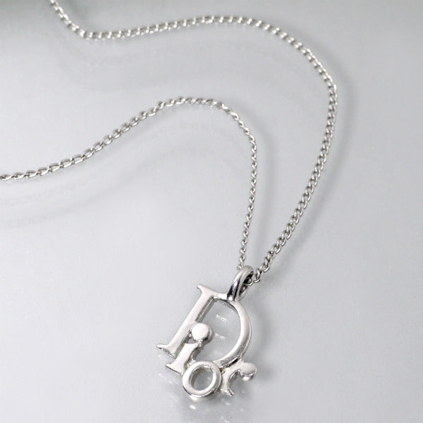 C.Dior ラインストーンロゴモチーフネックレス（シルバー）