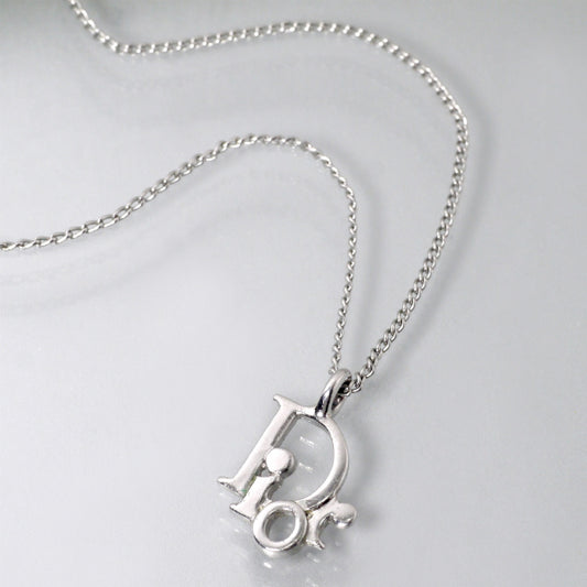 C.Dior ラインストーンロゴモチーフネックレス（シルバー）