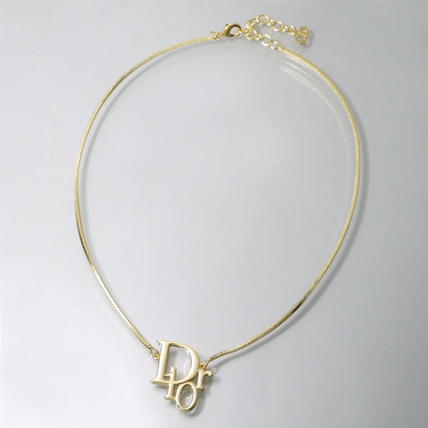 C.Dior ロゴモチーフスネークチェーンネックレス（ゴールド）