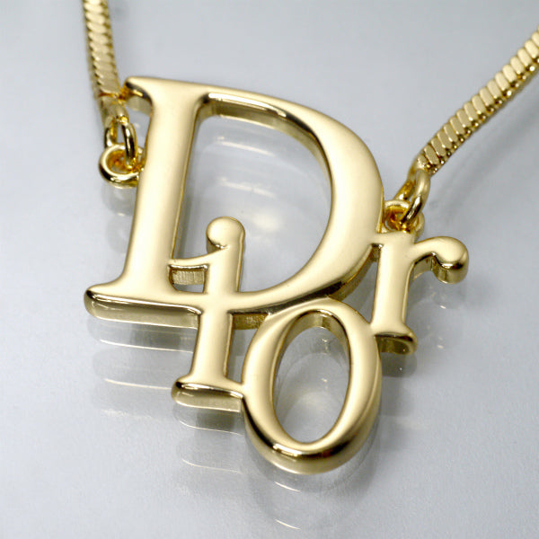 C.Dior ロゴモチーフスネークチェーンネックレス（ゴールド）