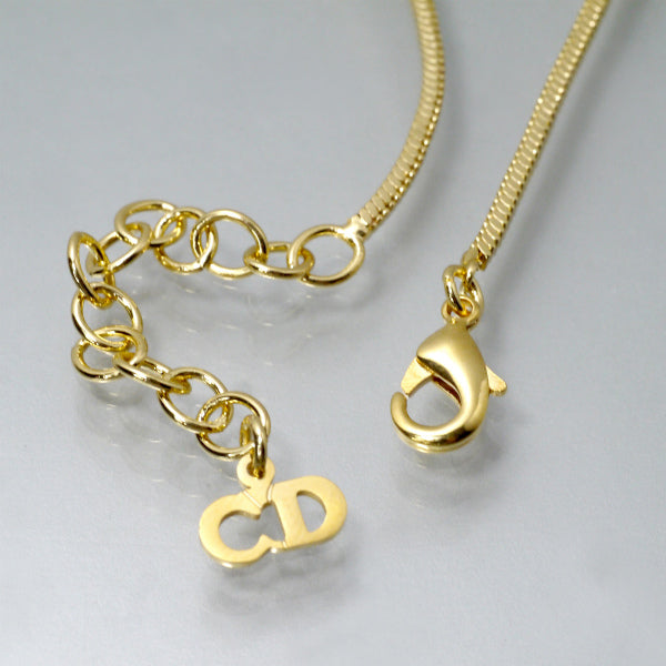 C.Dior ロゴモチーフスネークチェーンネックレス（ゴールド）